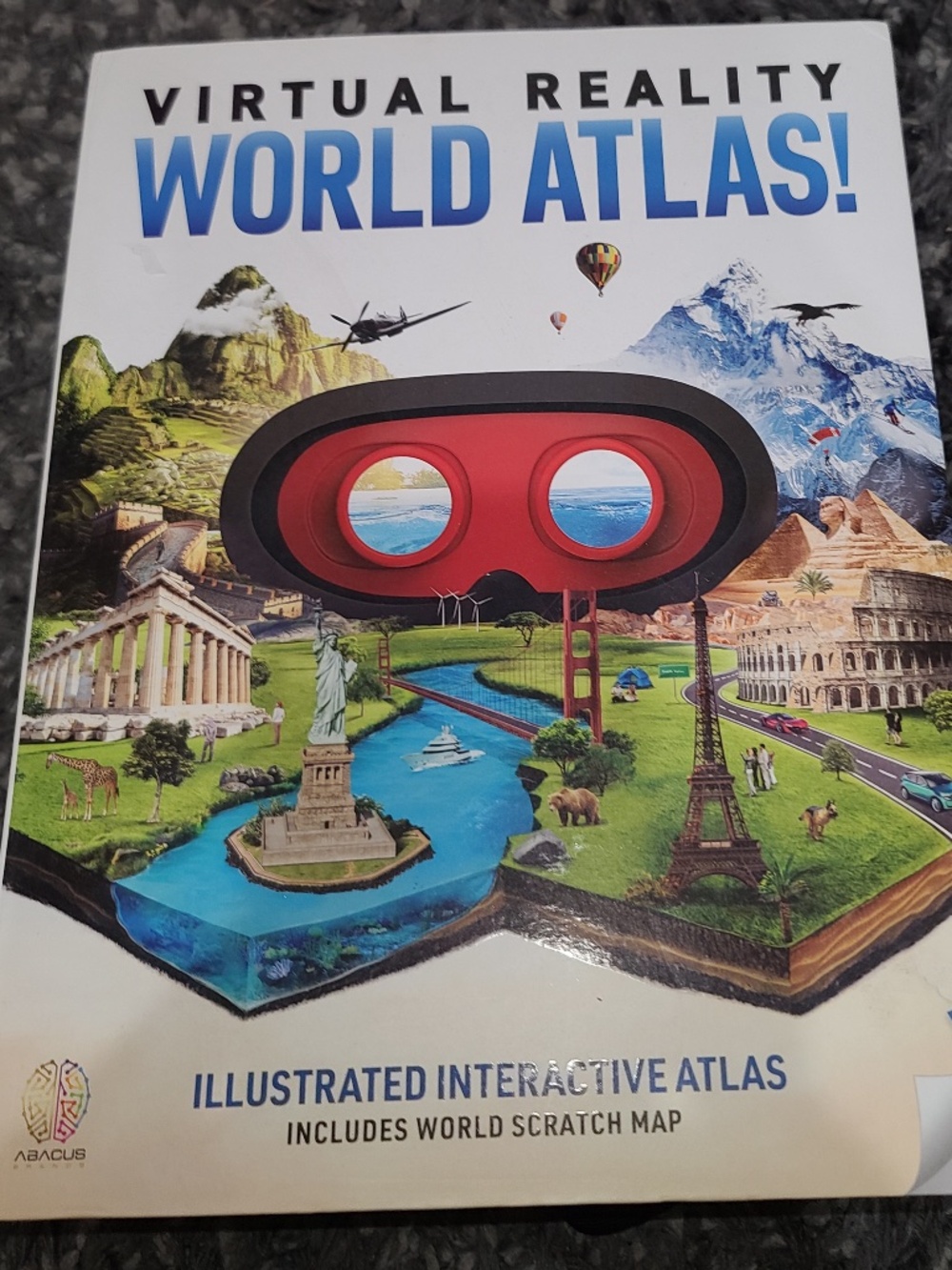 Virtual Reality World Atlas Interactive Atlas w/ VR Viewer Abacus Book